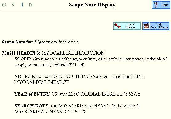 Ovid Scope Notes for Subheadings